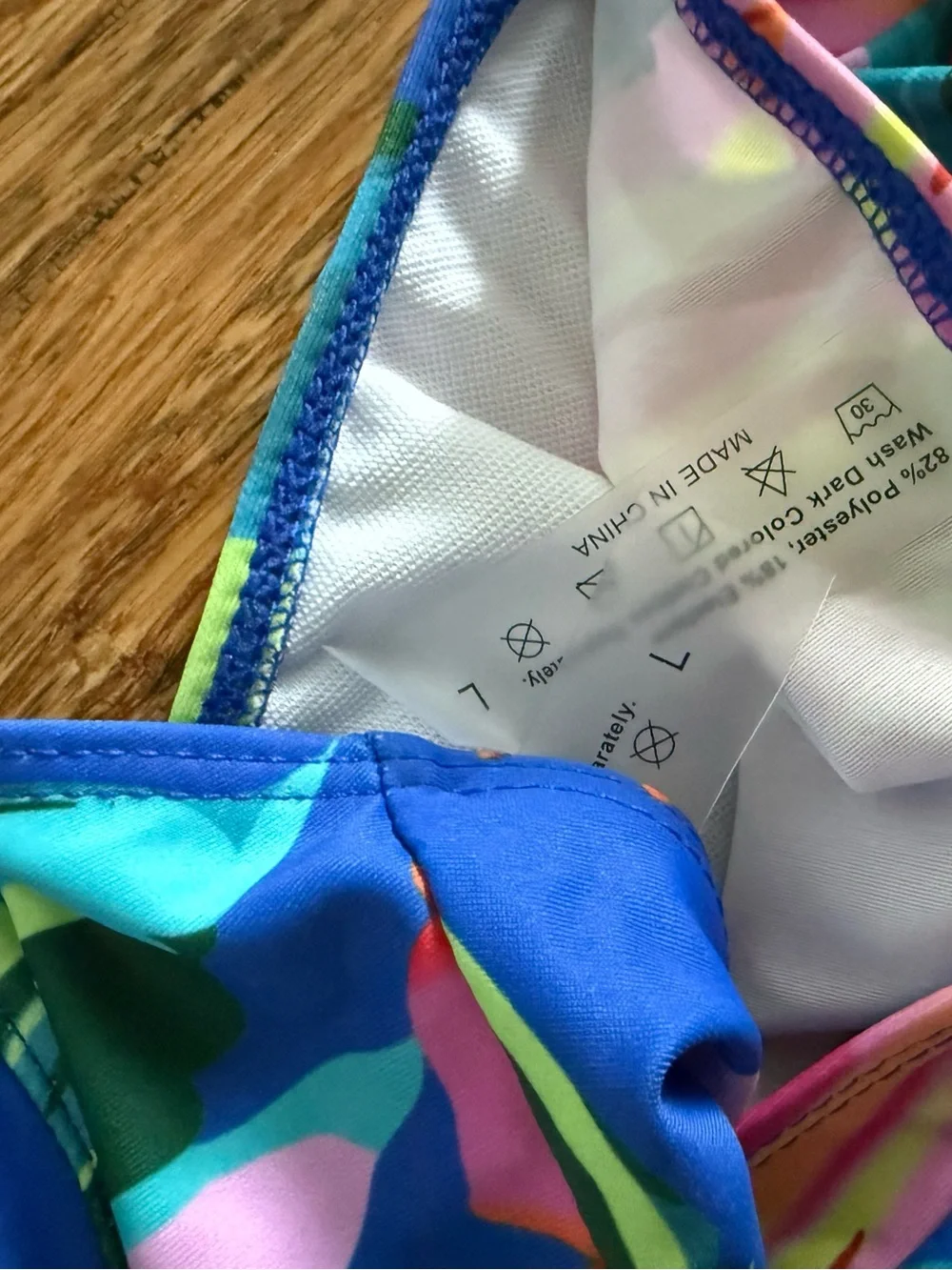 Women’s Floral Two-Piece underwire Bikini - Pink & Blue with waist tie. LARGE